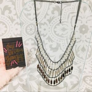 Nakamol Multi-Tiered Necklace with Brown and Silver grey/blue Accents 20”